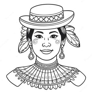 Traditional Folklorico Dancer With Hat Coloring Page 66973-53822