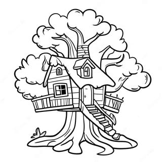 Enchanted Tree House Coloring Page 66983-53831