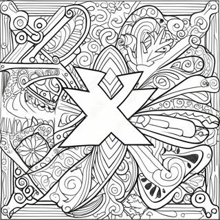 Bold Red X Design Coloring Page 67073-53905