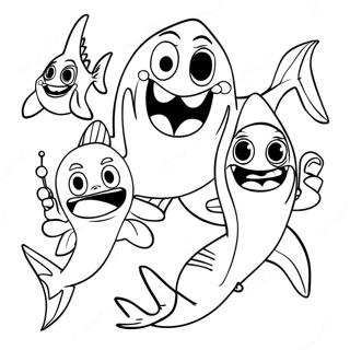 Funny Shark Tale Characters Coloring Page 67083-53911