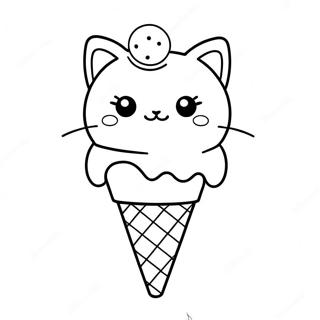 Cat In Ice Cream Cone Coloring Pages