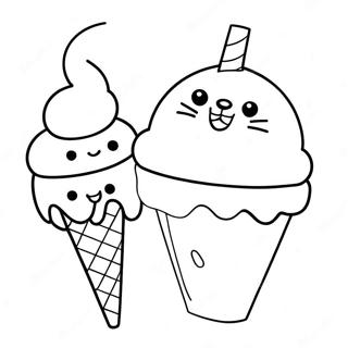 Cute Cat In Ice Cream Cone Coloring Page 67122-53942