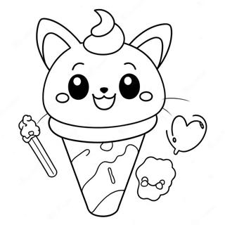 Cute Cat In Ice Cream Cone Coloring Page 67122-53944