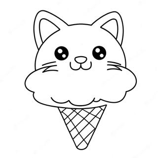 Playful Cat With Colorful Ice Cream Cone Coloring Page 67123-53945