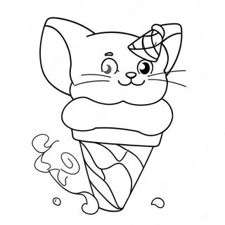 Playful Cat With Colorful Ice Cream Cone Coloring Page 67123-53946