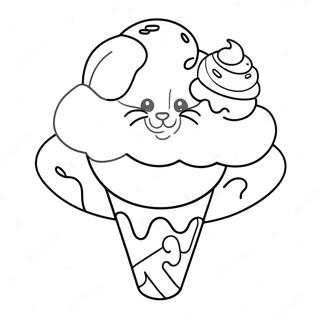 Playful Cat With Colorful Ice Cream Cone Coloring Page 67123-53947