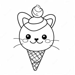 Playful Cat With Colorful Ice Cream Cone Coloring Page 67123-53948