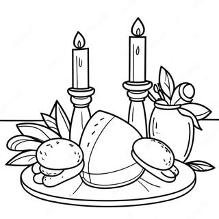 Festive Shabbat Table Coloring Page 67143-53961