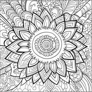 Stress Relief Sunflower For Adults Coloring Pages