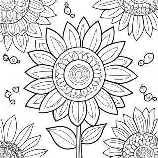 Intricate Stress Relief Sunflower Design Coloring Page 67193-54009