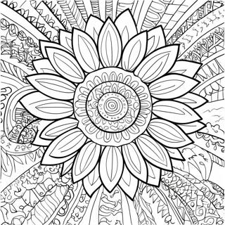 Intricate Stress Relief Sunflower Design Coloring Page 67193-54012