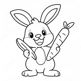 Happy Bunny Holding A Giant Carrot Coloring Page 67243-54052