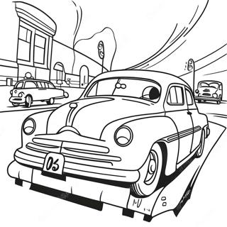 Hudson Hornet Racing Scene Coloring Page 67263-54065