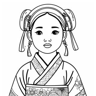 Korean Girl Coloring Pages