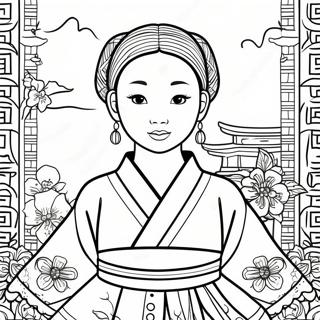 Korean Girl In Traditional Hanbok Coloring Page 67282-54074