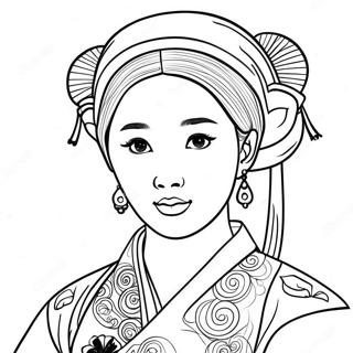 Korean Girl In Traditional Hanbok Coloring Page 67282-54075