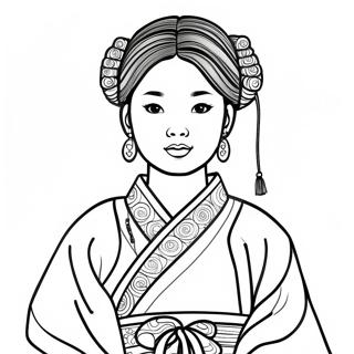 Korean Girl In Traditional Hanbok Coloring Page 67282-54076