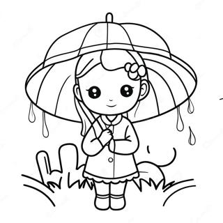 Cute Korean Girl With Umbrella Coloring Page 67283-54070