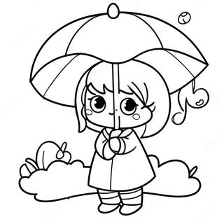 Cute Korean Girl With Umbrella Coloring Page 67283-54071