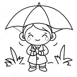 Cute Korean Girl With Umbrella Coloring Page 67283-54072