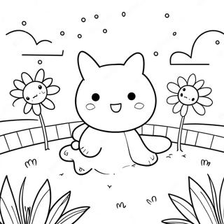 Cute Kawaii Flower Garden Coloring Page 67433-54193