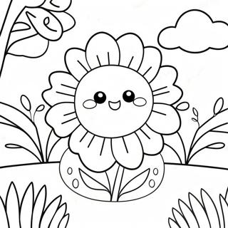 Cute Kawaii Flower Garden Coloring Page 67433-54194