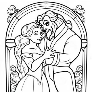 Stained Glass Beauty And The Beast Coloring Pages