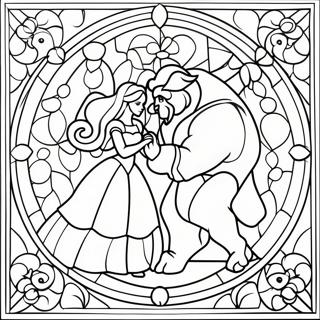 Stained Glass Beauty And The Beast Coloring Page 67492-54239