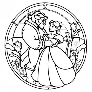 Stained Glass Beauty And The Beast Coloring Page 67492-54240