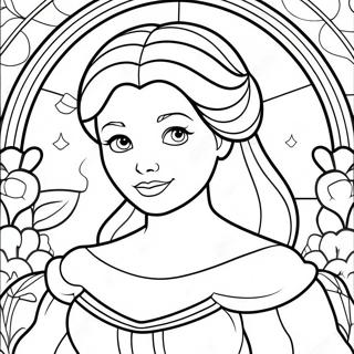 Enchanting Belle In Stained Glass Coloring Page 67493-54249