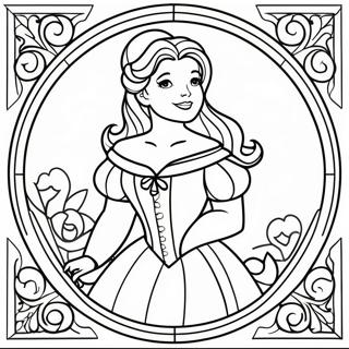 Enchanting Belle In Stained Glass Coloring Page 67493-54250