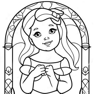 Enchanting Belle In Stained Glass Coloring Page 67493-54251