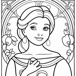 Enchanting Belle In Stained Glass Coloring Page 67493-54252