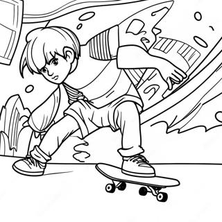 Langa Hasegawa Skateboarding Coloring Page 67553-54290