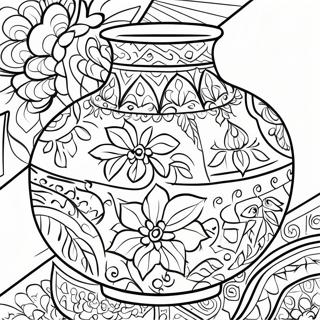 Colorful Mexican Talavera Pottery Coloring Page 67623-54344