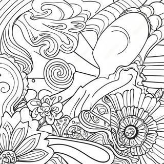 Psychedelic Galaxy Scene Coloring Page 6762-5567