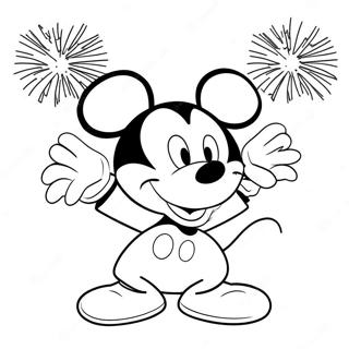 Mickey Mouse With Fireworks Coloring Page 67663-54378