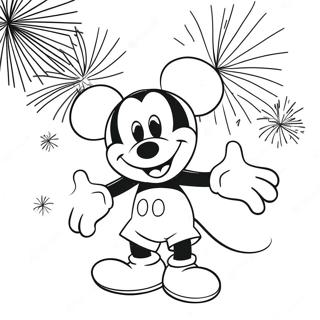 Mickey Mouse With Fireworks Coloring Page 67663-54379