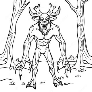 Creepy Wendigo In The Forest Coloring Page 67693-54401