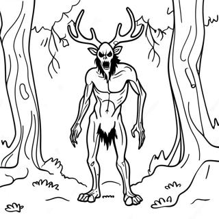 Creepy Wendigo In The Forest Coloring Page 67693-54403