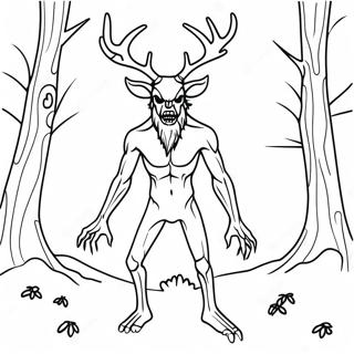 Creepy Wendigo In The Forest Coloring Page 67693-54404