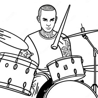 Travis Barker Playing Drums Coloring Page 67713-54418