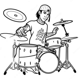 Travis Barker Playing Drums Coloring Page 67713-54419