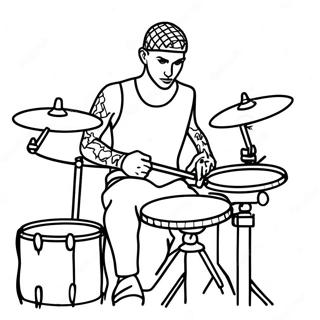 Travis Barker Playing Drums Coloring Page 67713-54420