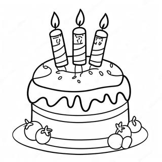 Joyful Birthday Cake Coloring Page 6772-5571