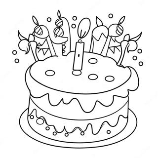 Colorful Happy 11th Birthday Cake Coloring Page 67753-54457