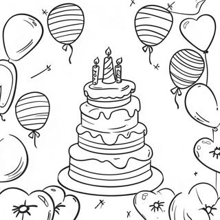 Colorful Happy 11th Birthday Cake Coloring Page 67753-54459