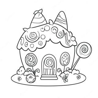 Whimsical Candy House Coloring Page 67773-54468