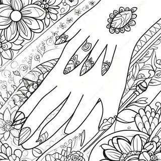 Hand Nail Art Coloring Page 67832-54522