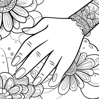 Hand Nail Art Coloring Page 67832-54523